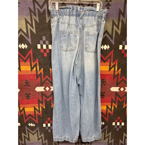 Pilcro Anthropologie Wide Leg Flare Pants 26 Nautical Beach Flowy Buttonfly - Picture 7 of 8